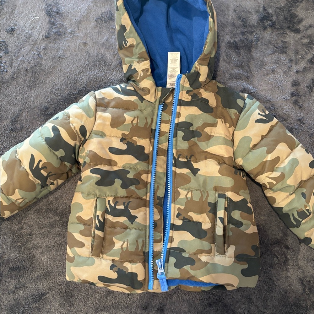 Little Me Camouflage Jacket with Blue Interior
